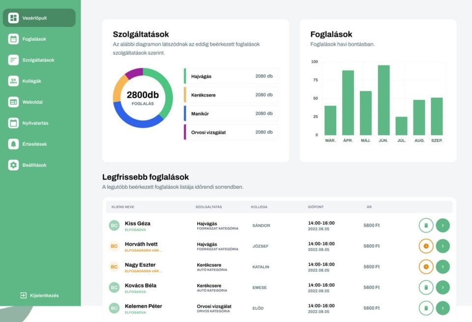 Időpont foglalási rendszer a DinoBooking segítségével